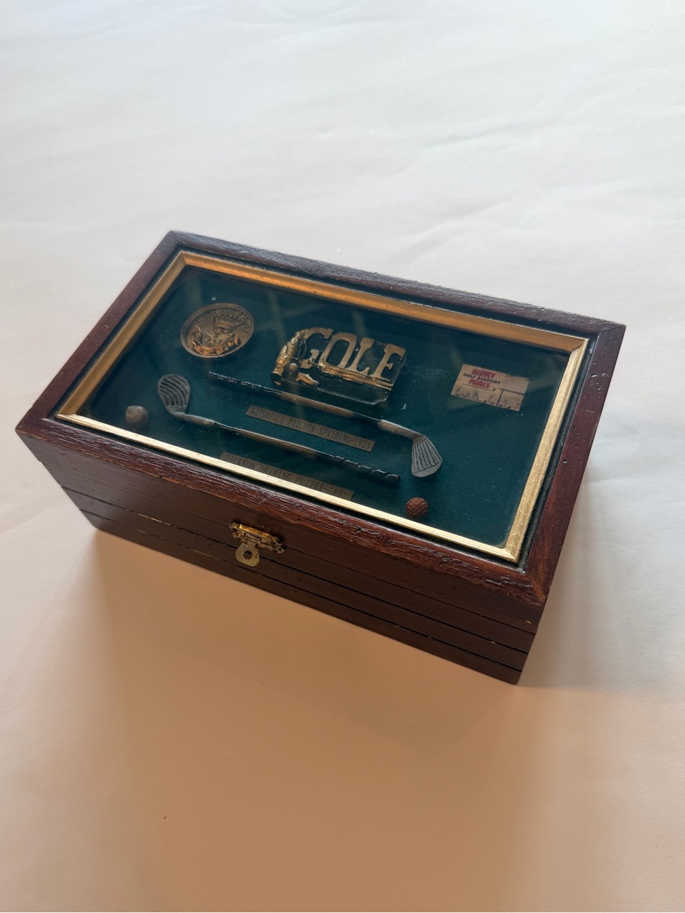 Vintage Style Golf Shadow Box Wooden Keepsake Box Harvey Penick Spalding Decor